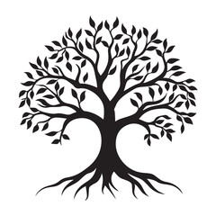 Obraz premium Celtic Tree of Life Clipart, Celtic Tree Silhouette - A Rowan Celtic tree illustration in black and white