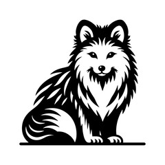 Black arctic fox vector icon