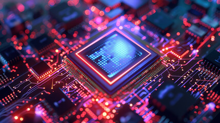 Fototapeta premium Quantum computing mechanics technology technology hardware machine learning background