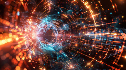 Fototapeta premium Quantum computing mechanics technology technology hardware machine learning background