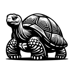 Black Aldabra giant tortoise vector icon illustration.