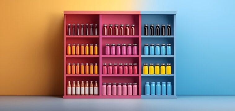 Vibrant Shelves Showcasing Assorted Beverages in Bright Colors for an Inviting Shopping Experience