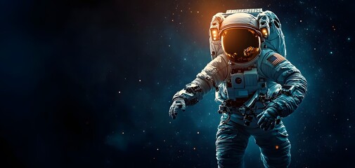 Fototapeta premium Astounding Spacewalk Astronaut Gliding Elegantly Through the Cosmos Amidst Stars and Galactic Wonders