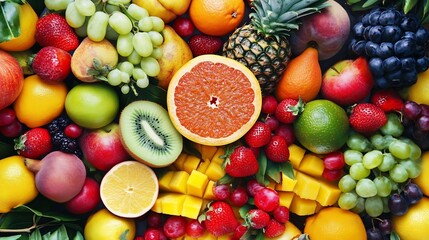 A Colorful Arrangement of Fresh Fruits