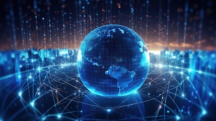Global Digital Network communication concept design illustration，generated with AI.