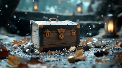 Pirate Halloween mermaids, treasure chest, eerie sea cave, 3D illustration