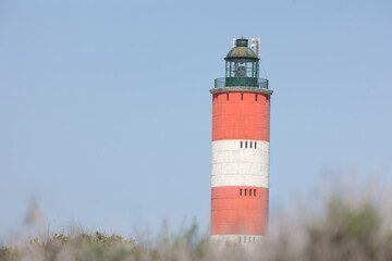 Vue extérieure ensoleillée du phare de Berck dans le Pas-de-Calais en France. Structure...