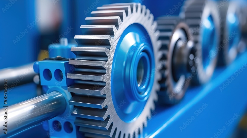Poster these precision-engineered gears are arranged on an assembly line, highlighting the intricate design