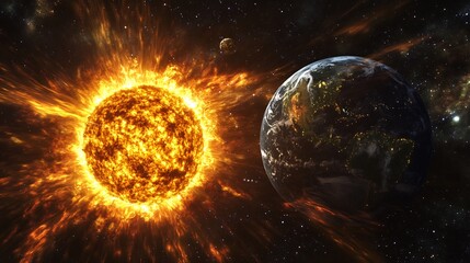 Obraz premium Solar Flare Erupts Near Earth
