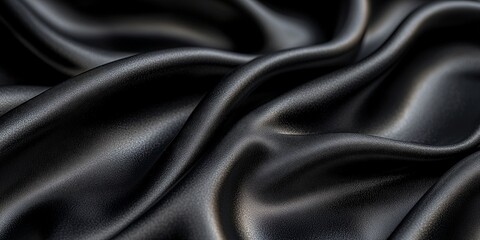 Luxurious Black Fabric Texture with Elegant Folds