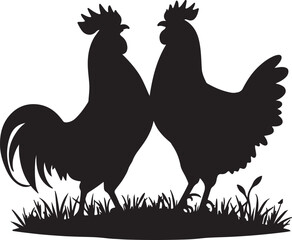 Chicken silhouette vector art Illustration