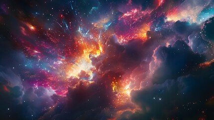 Fototapeta premium Cosmic Fireworks: A Vibrant Nebula