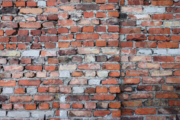 Mur Stocznia Gdańsk Struktura tło ściana czerwona cegła vintage Old red brick wall stara czerwona cegłą
