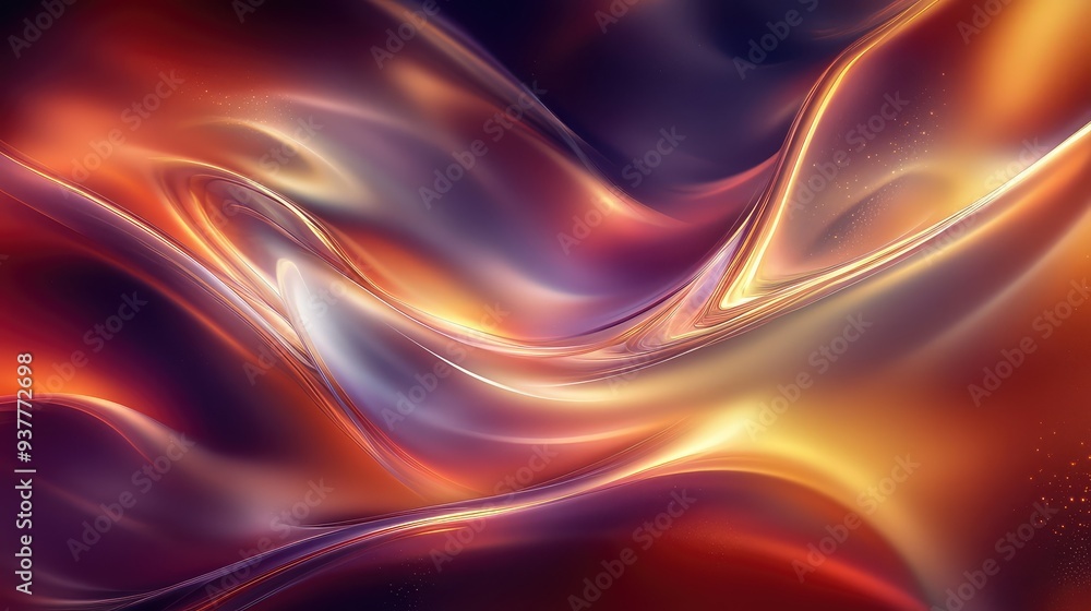 Poster abstract flow of liquid light with warm colors blending and flowing in a smooth, seamless motion.