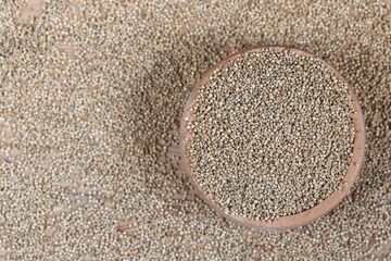 quinoa (Chenopodium quinoa) seeds that is grown for its tiny edible seeds