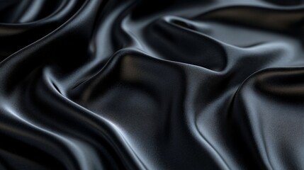 Luxurious Black Fabric Texture with Elegant Folds