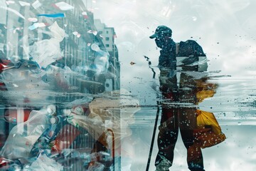 Fototapeta premium cleaning the street from garbage