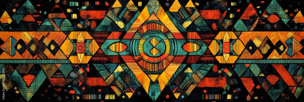Poster abstract geometric pattern in vibrant colors - a colorful abstract geometric pattern with a central 