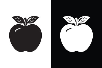 Apple fruit icon with black and white background