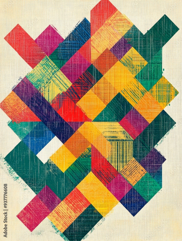 Poster abstract geometric pattern with vibrant colors and texture - a captivating abstract design featuring
