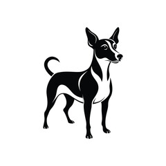 Rat Terrier dog silhouette vector, logo style 