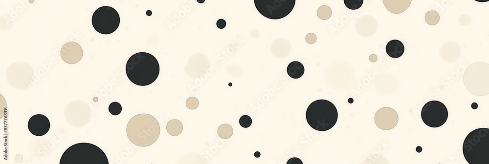 Poster abstract polka dot pattern background - black and beige circles on white - a minimalist design featu