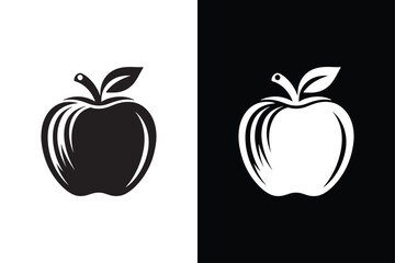 Apple fruit icon with black and white background