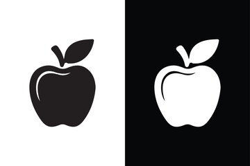 Apple fruit icon with black and white background