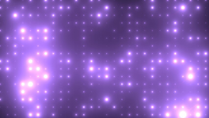 Abstract glowing purple disco wall with light bulbs abstract background