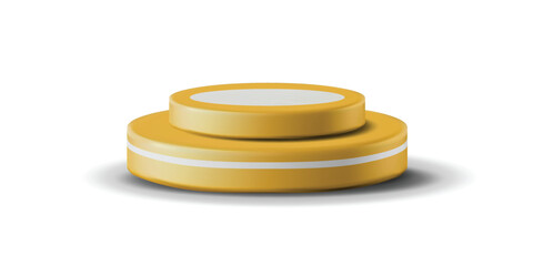 Yellow gold podium mini stage for product presentation, vector isolated object