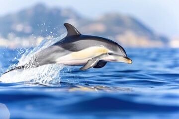 Fototapeta premium Delfine im abendlichen Sonnenuntergang im offenen Ozean