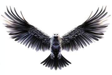 Obraz premium 3D illustration elegant metallic eagle flying spread the wings and pounced isolated on white background 