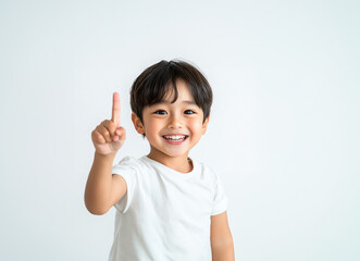 Excited kid making gun gesture