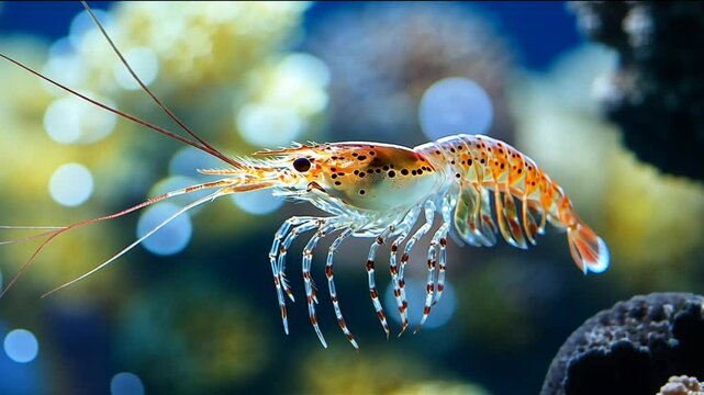 The Striking Colors of a Shrimp, A Close-Up View of an Aquatic Creature