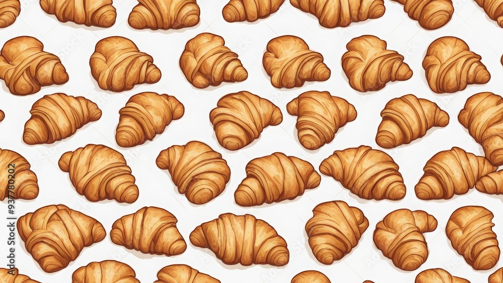 Poster croissant on white background