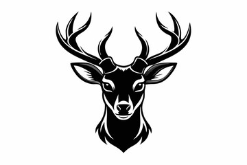 deer head silhouette vector illustration, logo type