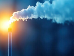 Fototapeta premium A close-up view of industrial smoke releasing from a pipe into the atmosphere, highlighting environmental concerns and pollution.