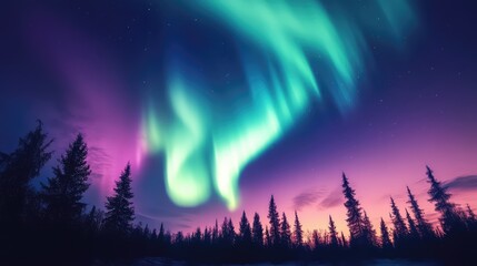 A mesmerizing aurora borealis flowing across a night sky, with vibrant colors blending seamlessly.