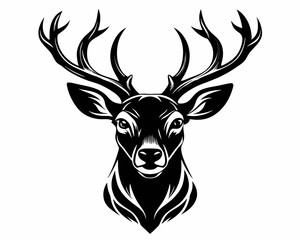 deer head silhouette vector illustration, logo type