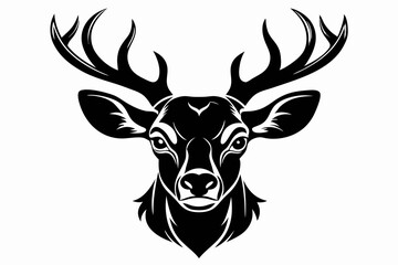 deer head silhouette vector illustration, logo type