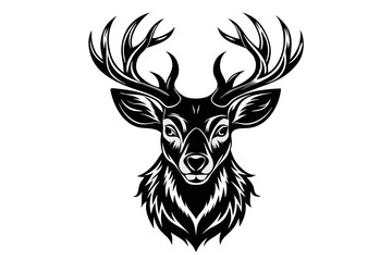 deer head silhouette vector illustration, logo type