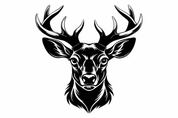 deer head silhouette vector illustration, logo type