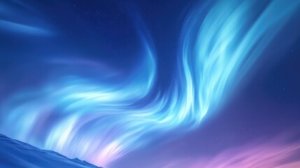 Aurora flows gently undulating across a clear night sky, with soft hues and fluid motion.