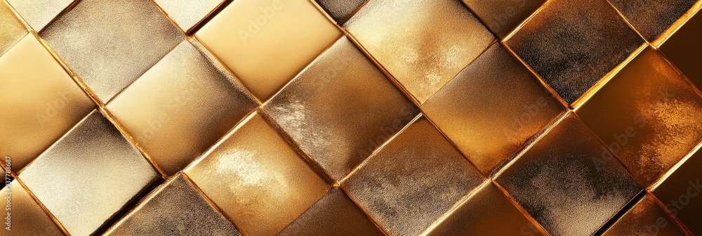 Poster golden diamond pattern background texture - abstract background with a golden diamond pattern, symbo