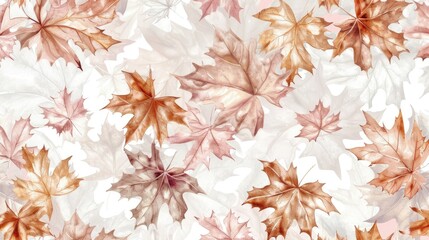 Fototapeta premium A white background with watercolor fall leaves