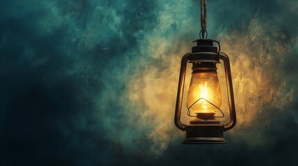 old lamp blue background