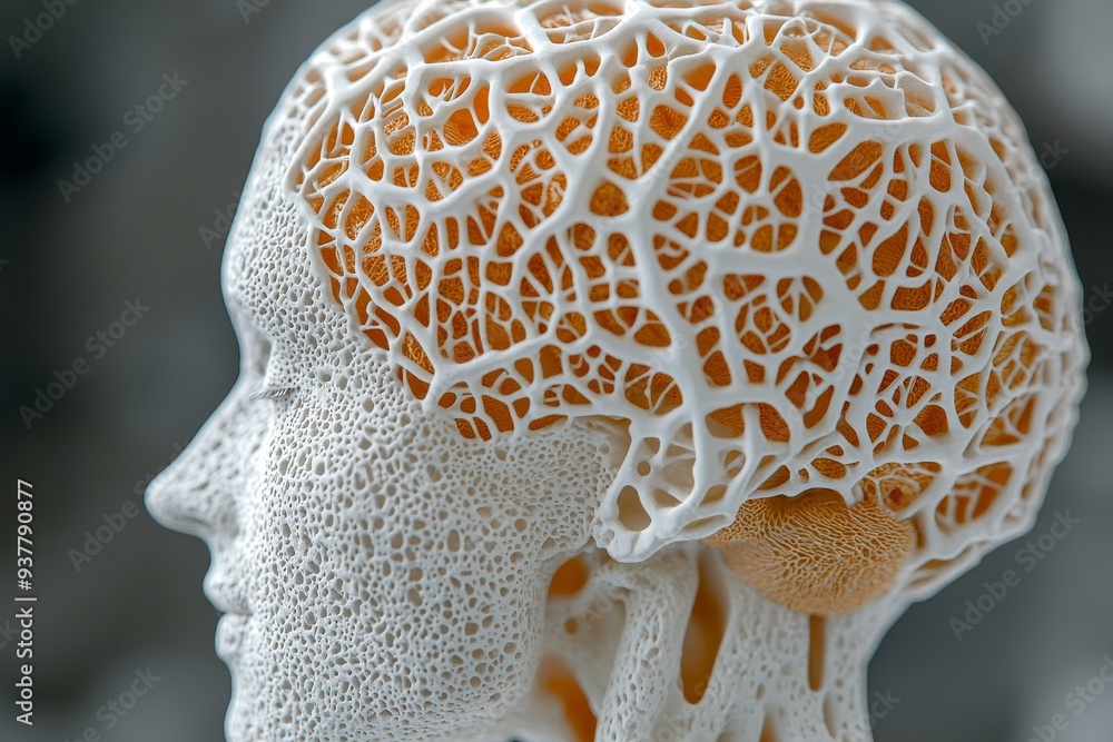 Poster abstract digital rendering of a brain with intricate neural networks symbolizing cognitive complexit