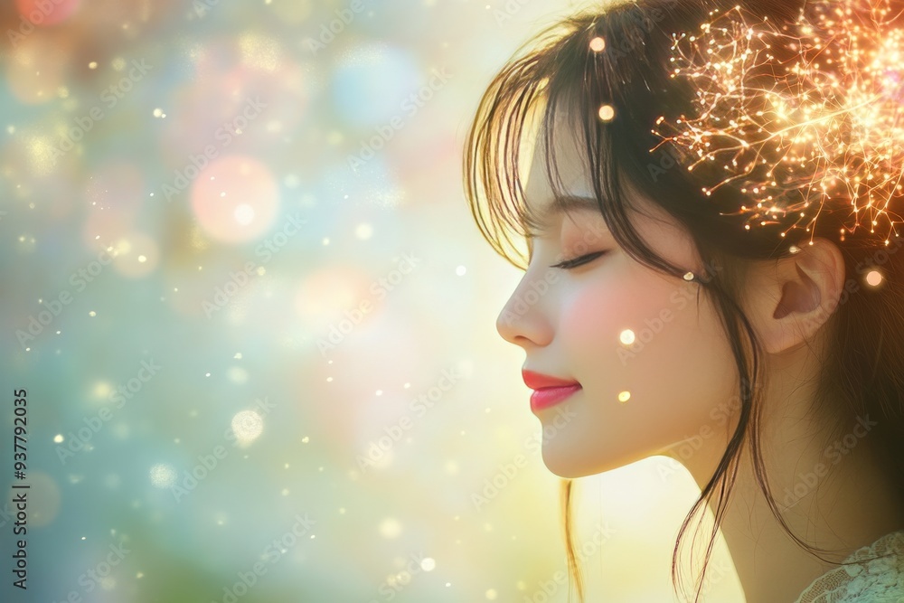 Poster profile of a woman with a glowing neural crown symbolizing creativity cognitive processes and the se