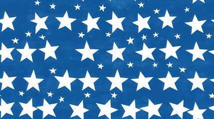Fototapeta premium seamless pattern, A vibrant blue background adorned with white stars, perfect for celebrations, themes, and creative designs.