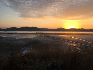sunset over the beach, Waon beach, Suncheon-si, Jeollanam-do, Republic of Korea
